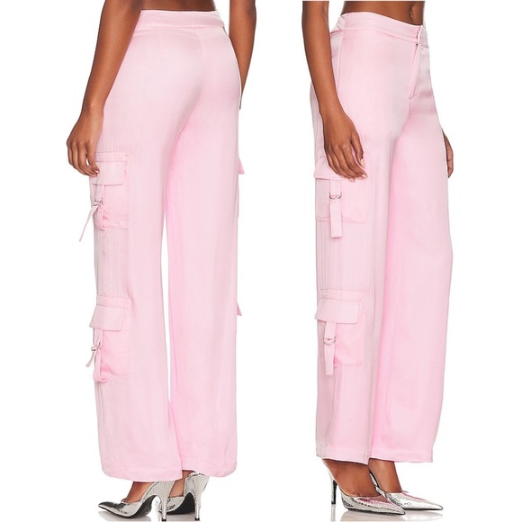 Lovers + Friends Kit Cargo Satin Pants in Light Pink - Picture 2 of 9